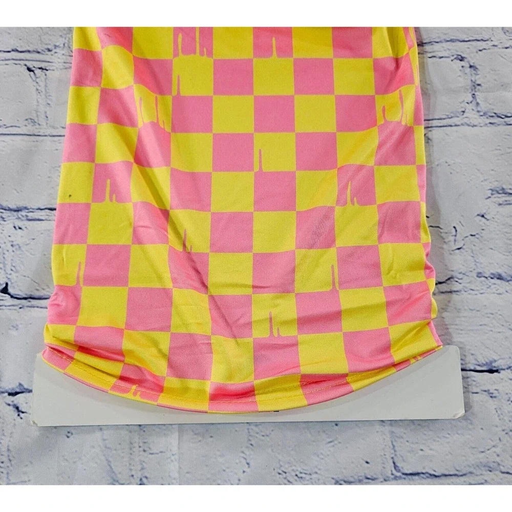 Neff Pink Yellow Checkerboard Facemask Face Cover Mask Gaiter